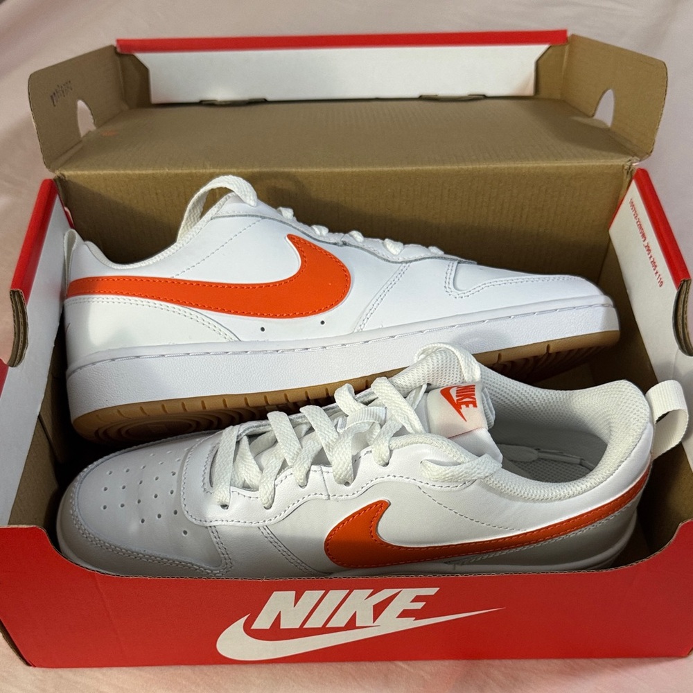 Nike White and Orange Low-Top Sneakers